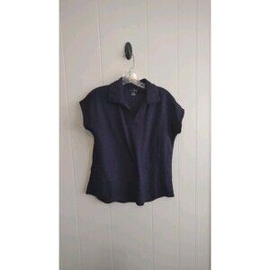 Coral Bay Women's Navy Blue Textured Golf Tennis Polo Size Petite Medium